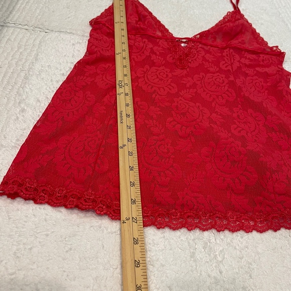 Vintage Victoria's Secret Cami Lace Top Women's Size L Red Floral - Picture 10 of 10